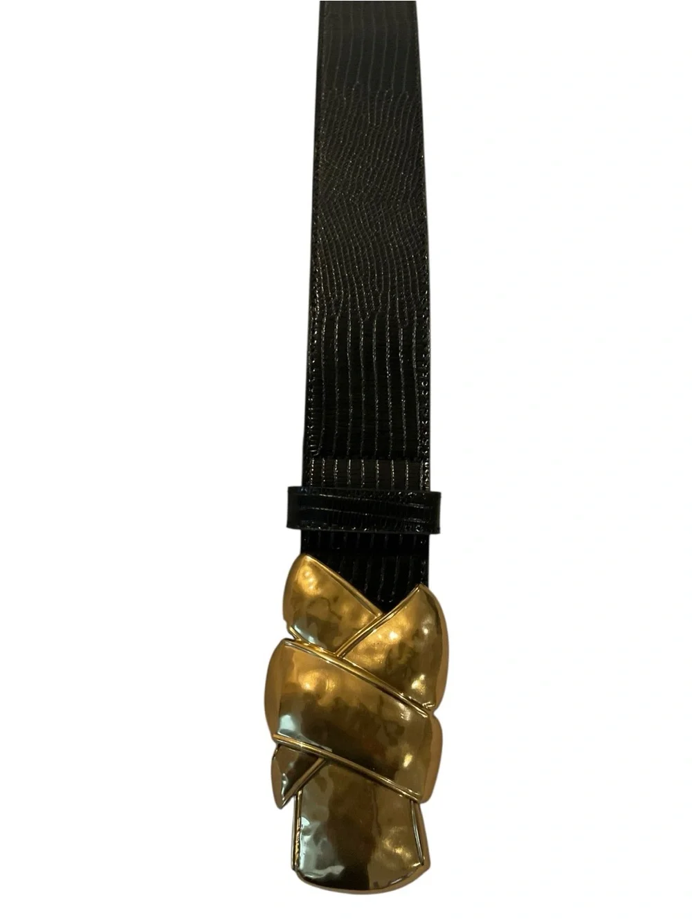 Source Unknown Black Belt with Gold Twisted Buckle